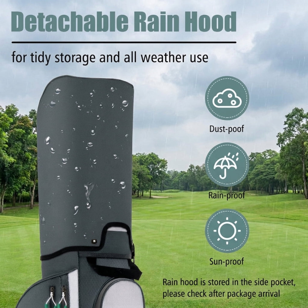 Airfind Ultra-Light 14-Way Cart Bag with Cooler Bag, 7 Pockets and Rain Hood, Gray