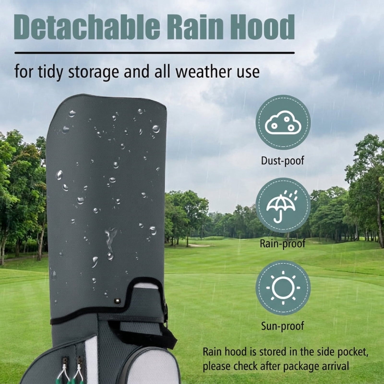 Airfind Ultra-Light 14-Way Cart Bag with Cooler Bag, 7 Pockets and Rain Hood, Gray