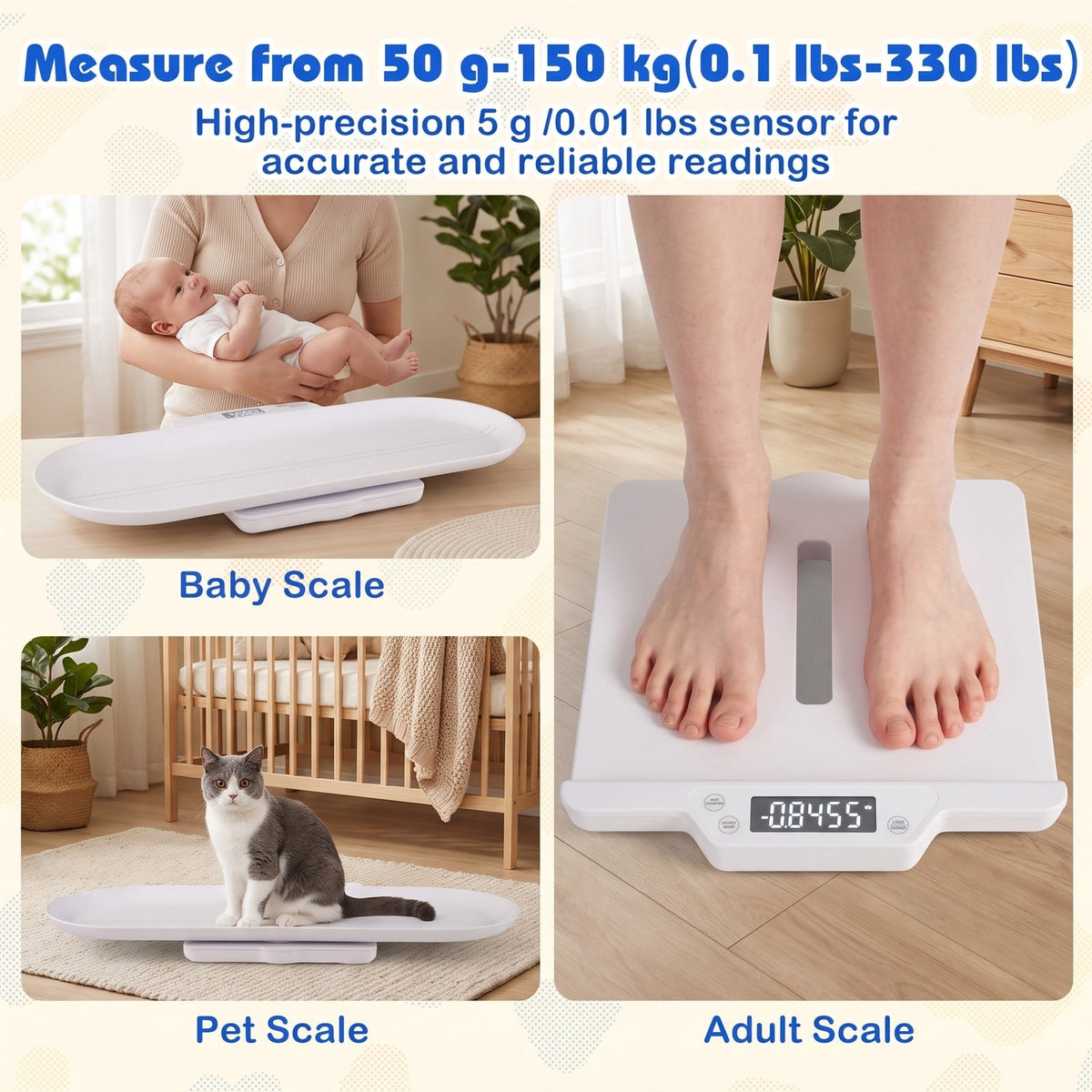 Airfind Nursery Scale, with Detachable Tray for Body Weight and Height Measurement, ABS, 29 Inch x 12.5 Inch x 2.5 Inch Weight Scale, White