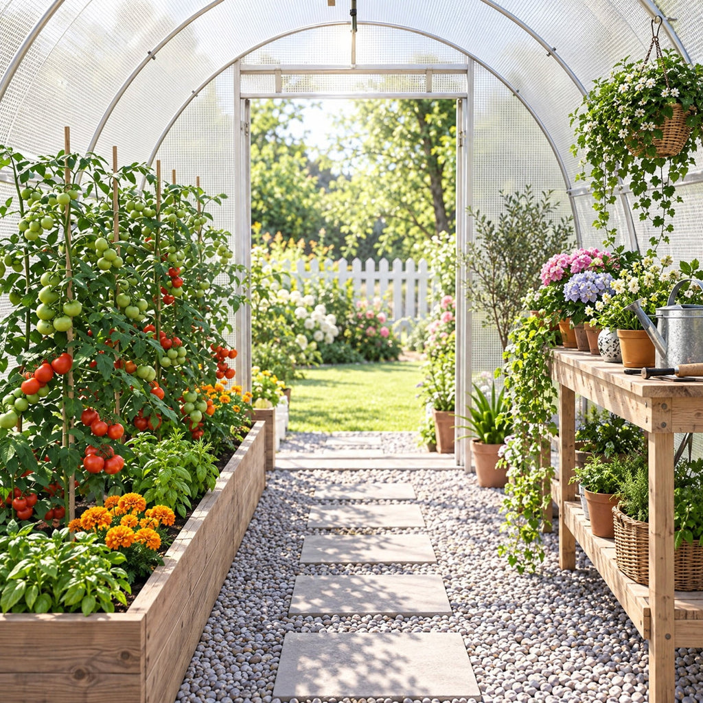 Airfind 15 x 7 x 7 ft Walk-in Tunnel Greenhouse with Watering System, Galvanized Steel Frame, 15 x 7 x 7 ft Footprint, White
