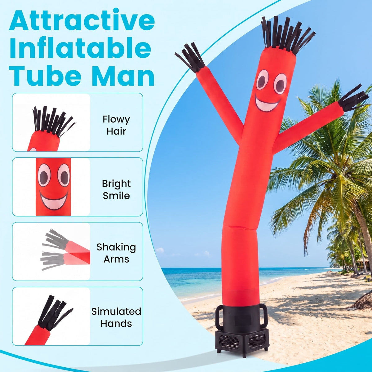 Airfind 7 FT Inflatable Tube Man with Blower for Outdoor Business Promotion Store, PP Aluminum Polyester Fabric Overall Height 7 ft Blower Frame