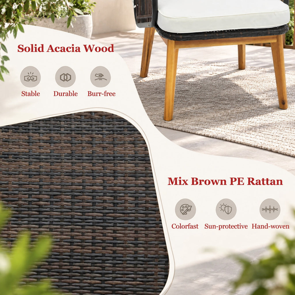 Airfind 3 Pieces Patio Furniture Set with Cushioned Chairs and Tempered Glass Side Table, 19 x 19.5 Footprint, Black
