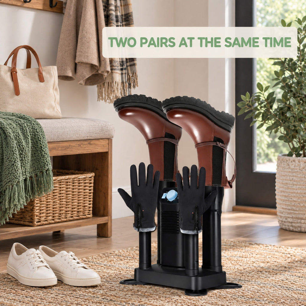 Airfind Electric Shoe Boot Dryer 4 Shoes with 180 Mins Timer Ozone Disinfection, PP fiberglass ABS Frame, Black