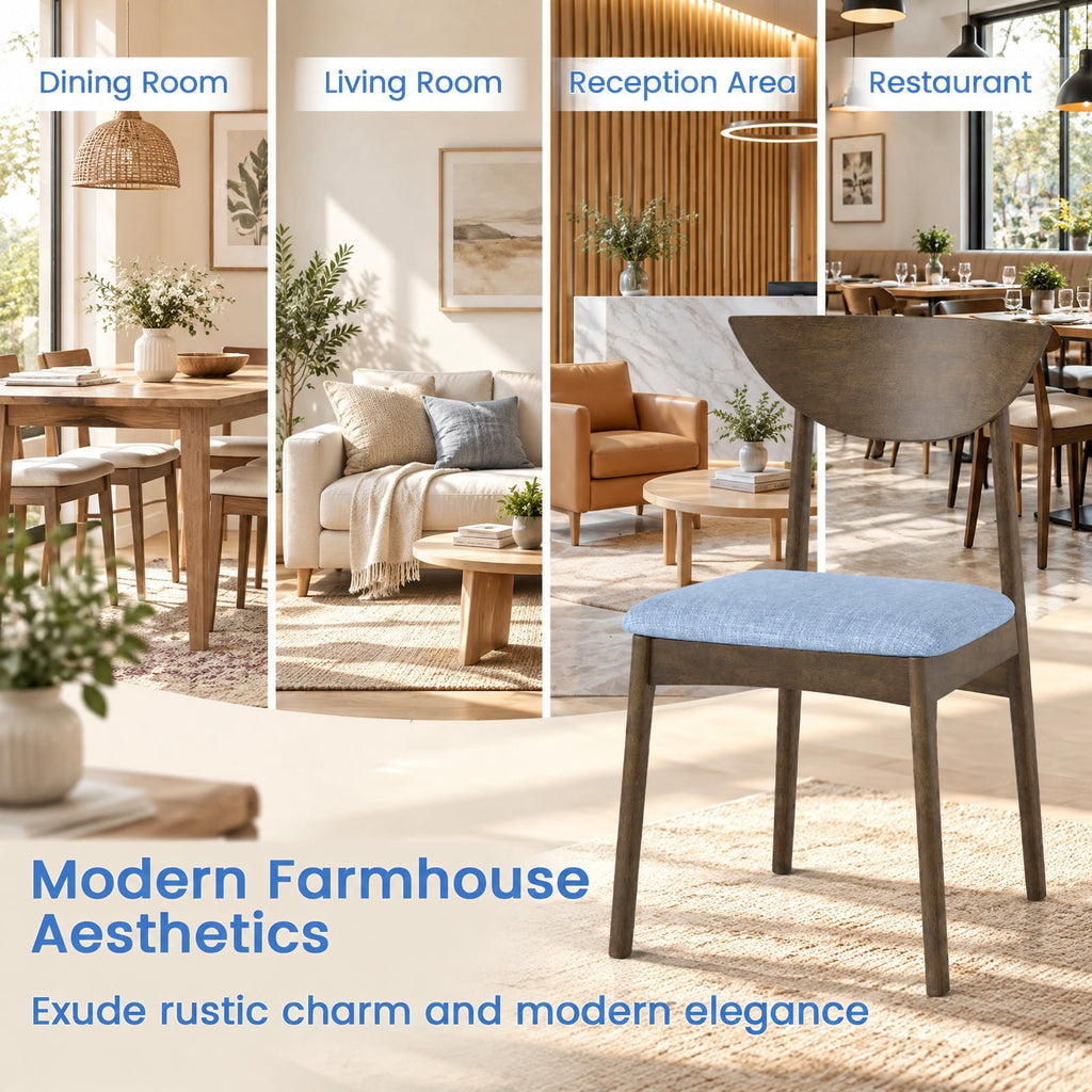 Airfind Wooden Dining Chair Set of 2 with Rubber Wood Leg, Brown, Brown+Gray, for Everyday Home Use, for Easy Setup, for Everyday Use