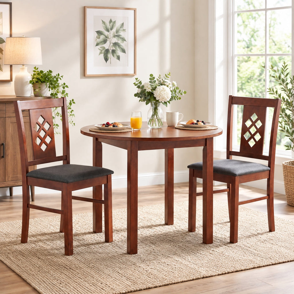 Airfind Linen Style Upholstered Kitchen Chairs with Wood Frames Set of 2, Chair 330 Lbs Capacity, Rubber Wood Polyester Sponge Engineered, Unspecified