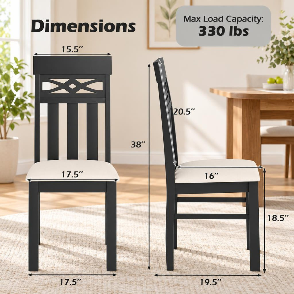 Airfind Dining Chairs Set of 2 High Back Dining Room Chairs with Padded Seat and Rubber Wood Frame, 330 lbs Capacity, 19.5 Inch x 17.5 Inch x 38 Inch Footprint