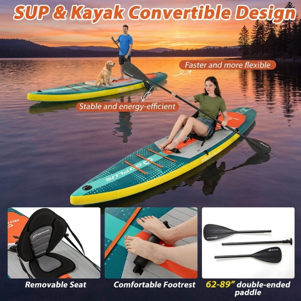 Airfind Inflatable Stand Up Paddle Board 10ft6 with Kayak Seat and Adjustable Paddle plus Safety Ankle Leash Carry Backpack and Hand Pump