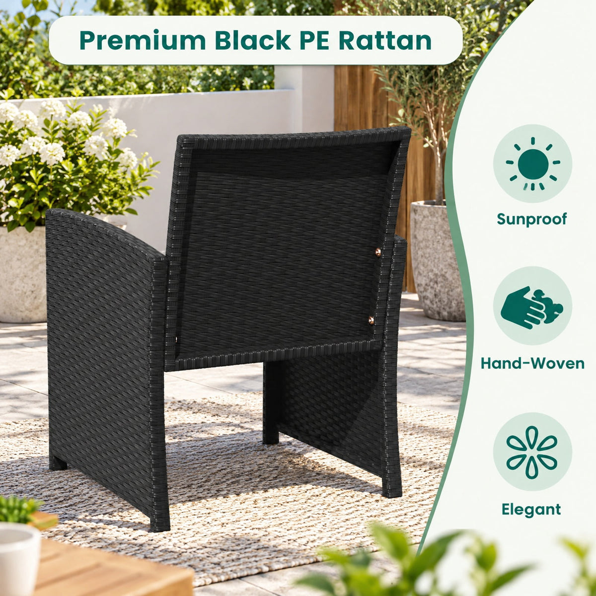 Airfind 4 Pieces Patio Furniture Set with Tempered Glass Tabletop and Removable Cushion, 400 lbs Capacity, Rattan Steel Sponge Frame, White