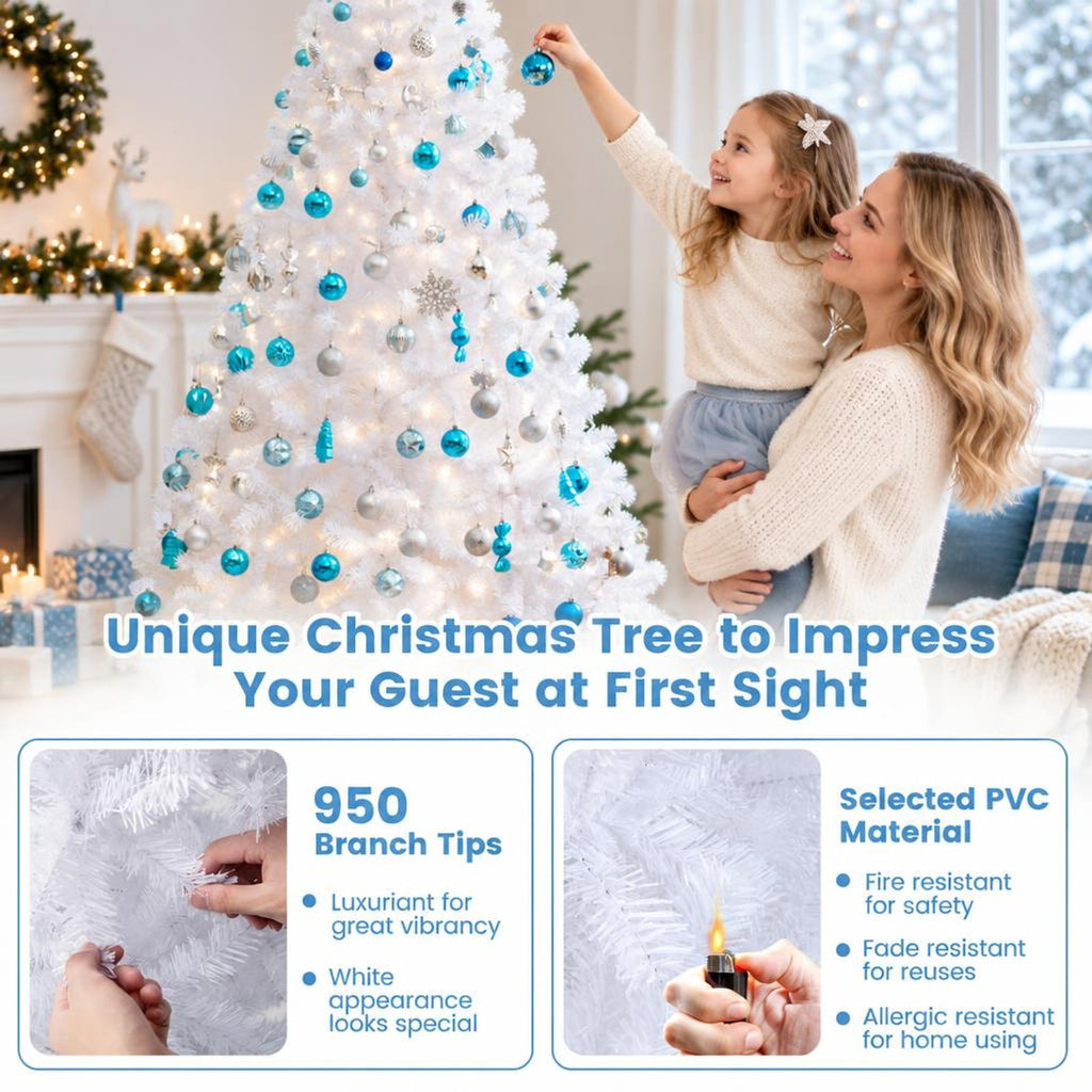 Airfind 7 ft White Artificial PVC Christmas Tree with Stand, PVC Frame, White, Made from brand new and high quality PVC