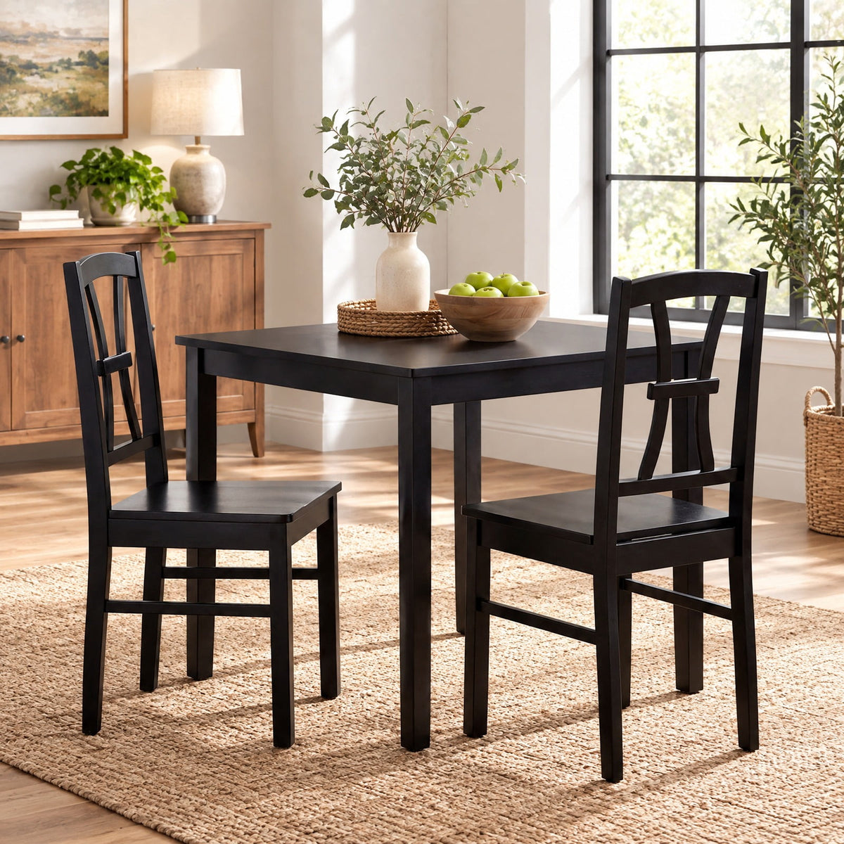 Airfind 400 lbs Capacity Dining Chair Set of 2 with Cross Backrest and Rubber Wood Frame, 400 lbs Capacity, Rubber Wood Engineered Wood Frame, Black