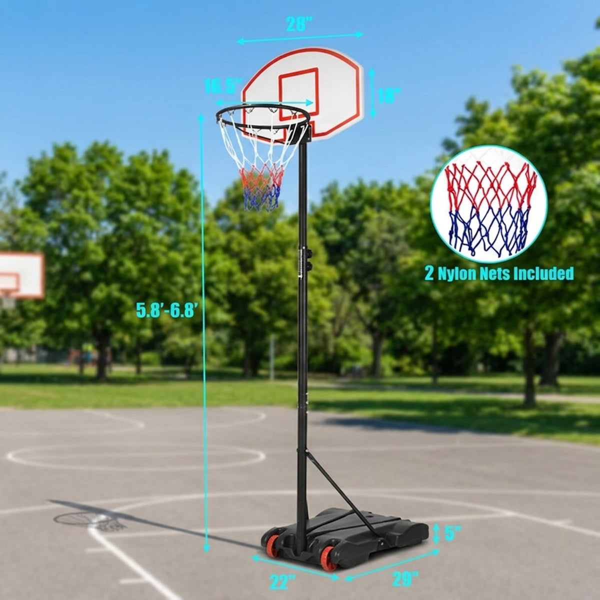 Airfind Portable Basketball Hoop with Adjustable Height and Stabilizing Weighted Base for Driveway and Outdoor Family Play, Black