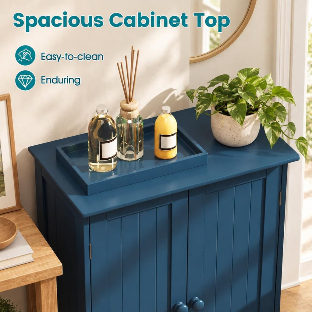 Airfind 2-Door Freestanding Wooden Bathroom Cabinet with Adjustable Shelf, 22 lbs Capacity, MDF Frame, 24in x 14in x 34.5in Footprint, Green