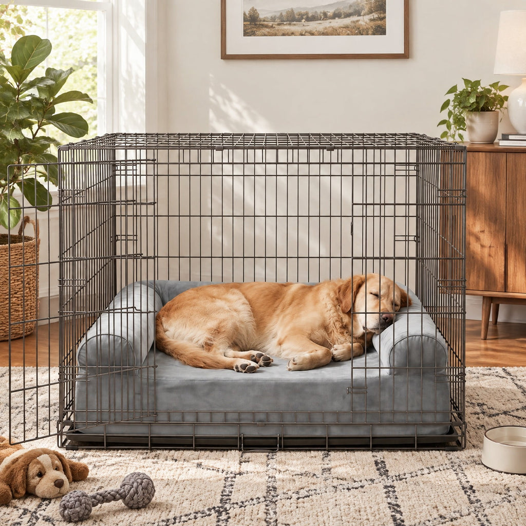 Airfind Cooling Gel Memory Foam Dog Bed for Medium Dogs with Washable Cover, Cooling Gel Memory Foam Silicone Polyester 25D Foam Frame, Light Gray