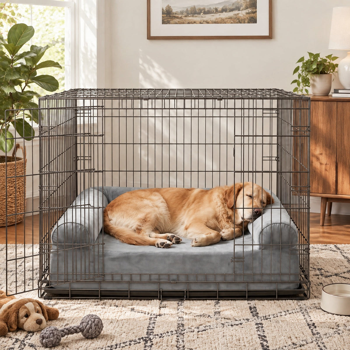 Airfind Cooling Gel Memory Foam Dog Bed for Medium Dogs with Washable Cover, Cooling Gel Memory Foam Silicone Polyester 25D Foam Frame, Light Gray