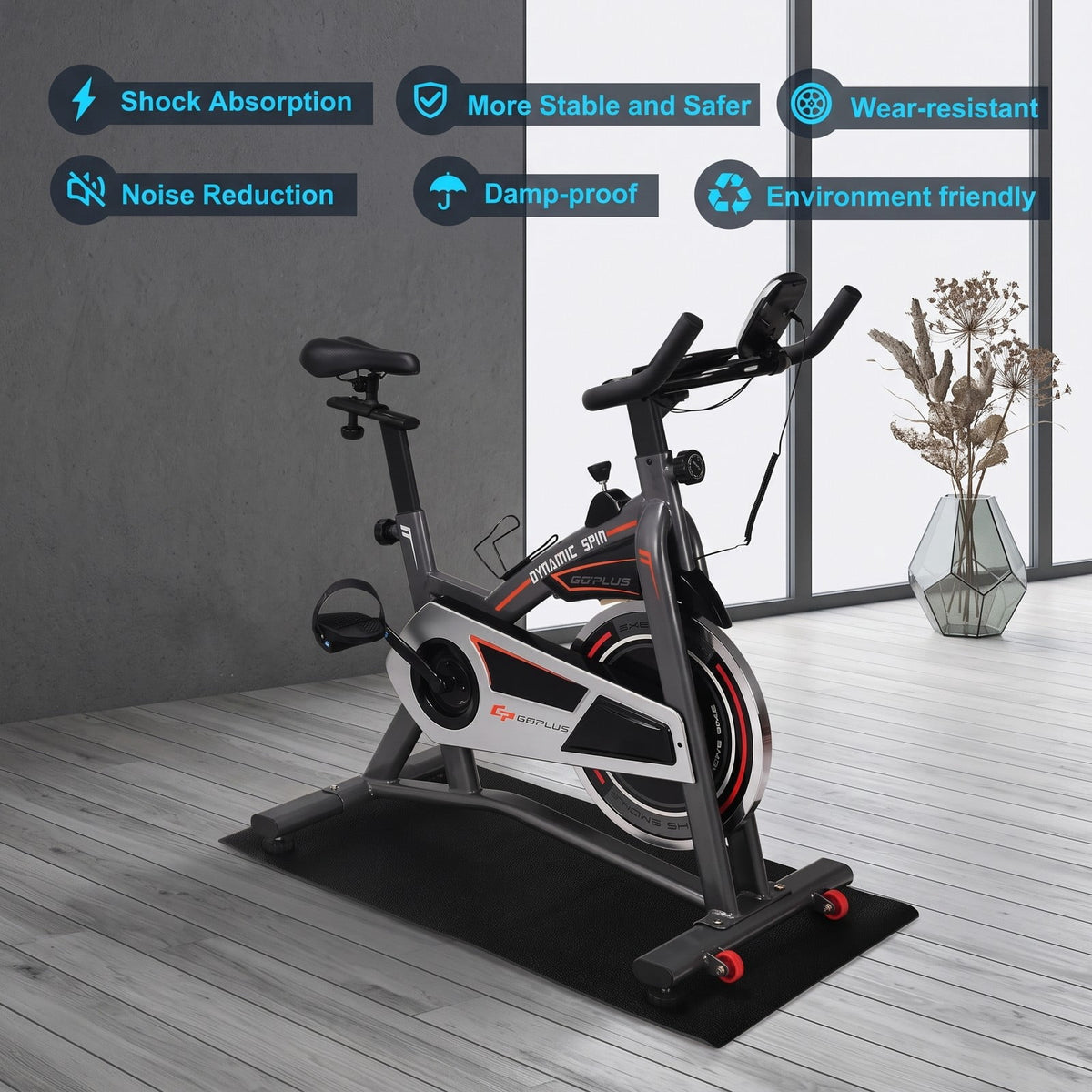 Airfind 47 Inch Long Thicken PVC Equipment Mat for Treadmill and Exercise Bike to Protect Home and Gym Wood Floors, Black