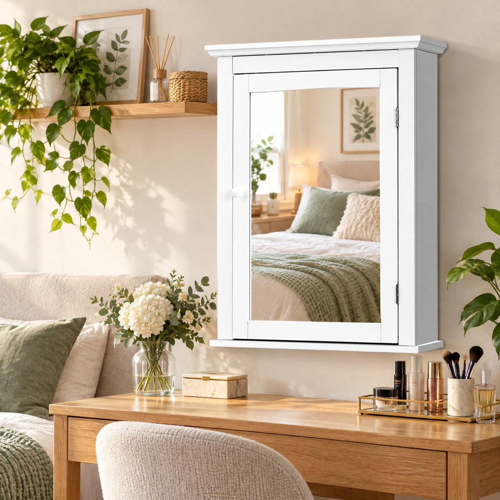 Airfind Bathroom Mirror Cabinet Wall Mounted Adjustable Shelf Medicine Storage, 11 lbs Capacity, MDF and glass Frame, 22 x 6 x 27.5 Footprint
