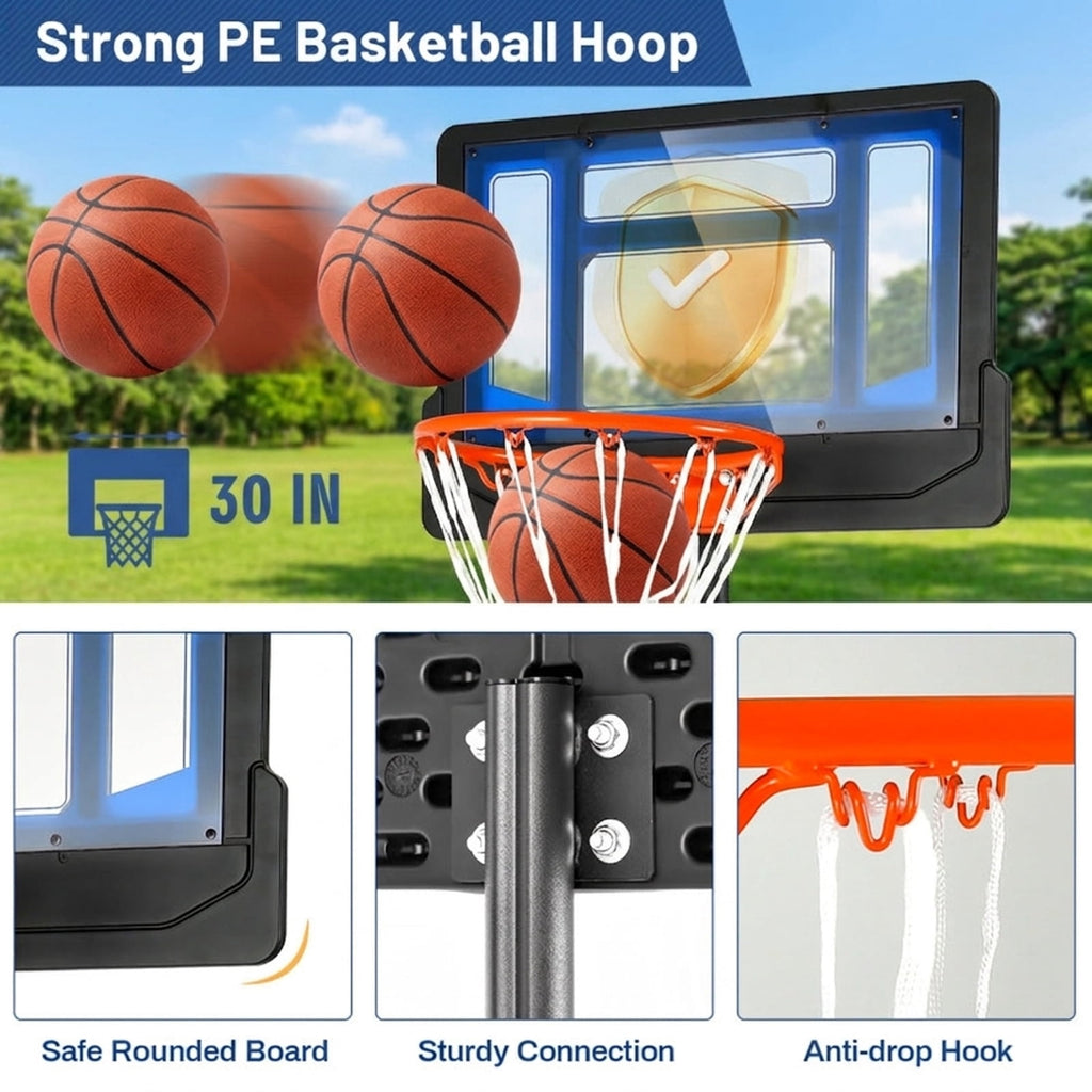 Airfind Portable Basketball Goal with Adjustable Height (4.3-8.2 ft Range) Stabilizing Base, Blue