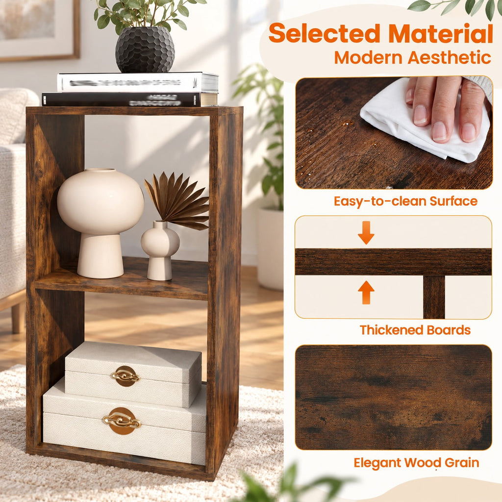 Airfind 4 Cube Bookshelf with Back Guardrail for Living Room Bedroom, 100 lbs Capacity, Engineered Wood Frame, 27.5 x 13 x 27.5 Footprint, Coffee