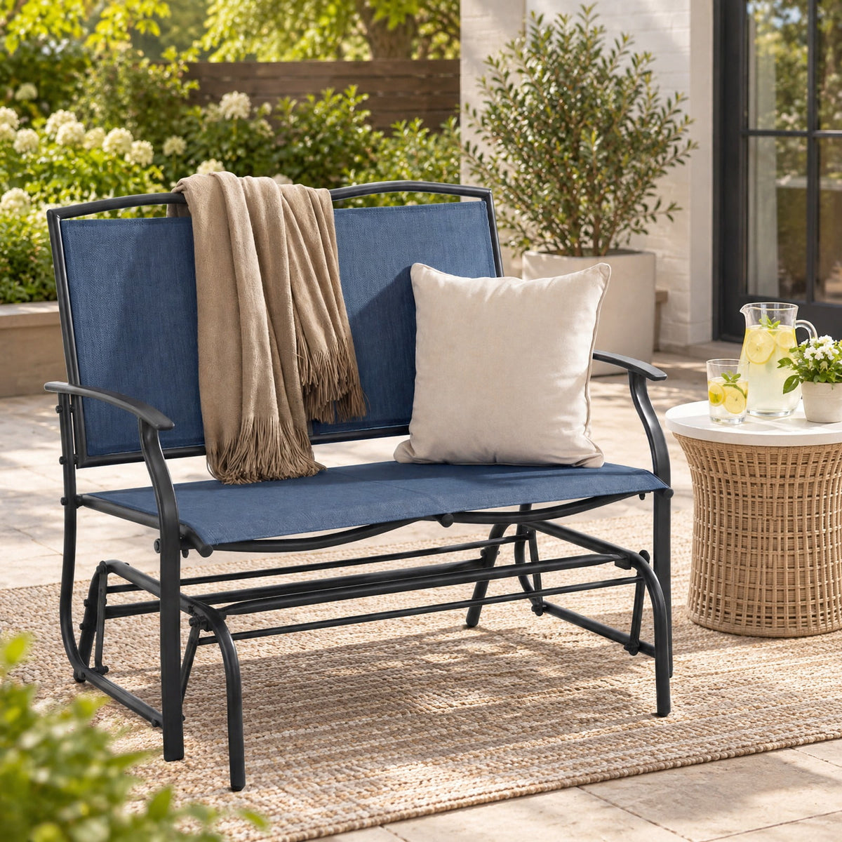 Airfind Iron Patio Rocking Chair for Outdoor Backyard and Lawn, 396 lbs Product weight: 23.5 lbs Capacity, Steel and textilene Frame, Navy
