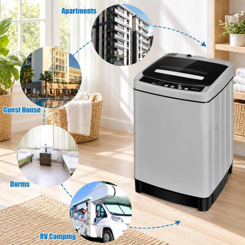 Airfind Full-Automatic Washing Machine 1.5 Cubic Feet 11 LBS Washer and Dryer, Stainless steel PP ABS Frame, 19 x 19 x 33.5 Footprint, Gray