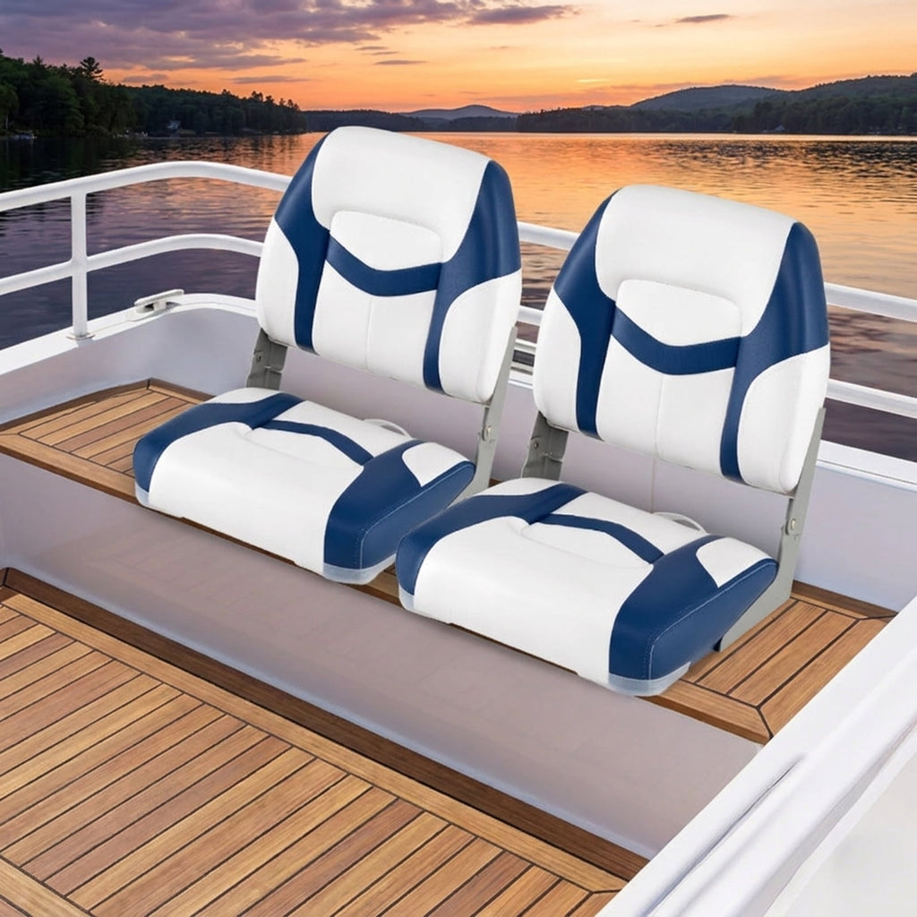 Airfind Foldable Boat Bucket Seat with Molded Plastic Shell, Compression Foam, Drain Holes and Quick Release Mount, Blue, Version 3