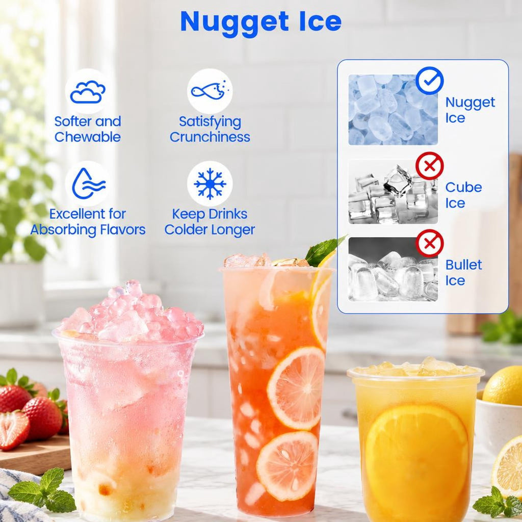 Airfind Self Dispensing Nugget Ice Maker Countertop with Soft Chewable Pellet Ice Cubes, Silver, 15 mins fast ice making for high efficiency