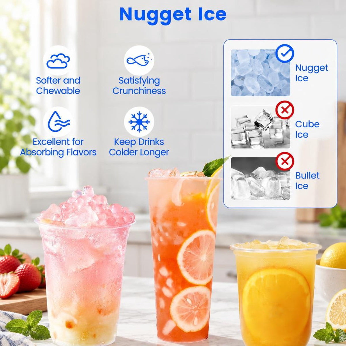 Airfind Self Dispensing Nugget Ice Maker Countertop with Soft Chewable Pellet Ice Cubes, Silver, 15 mins fast ice making for high efficiency