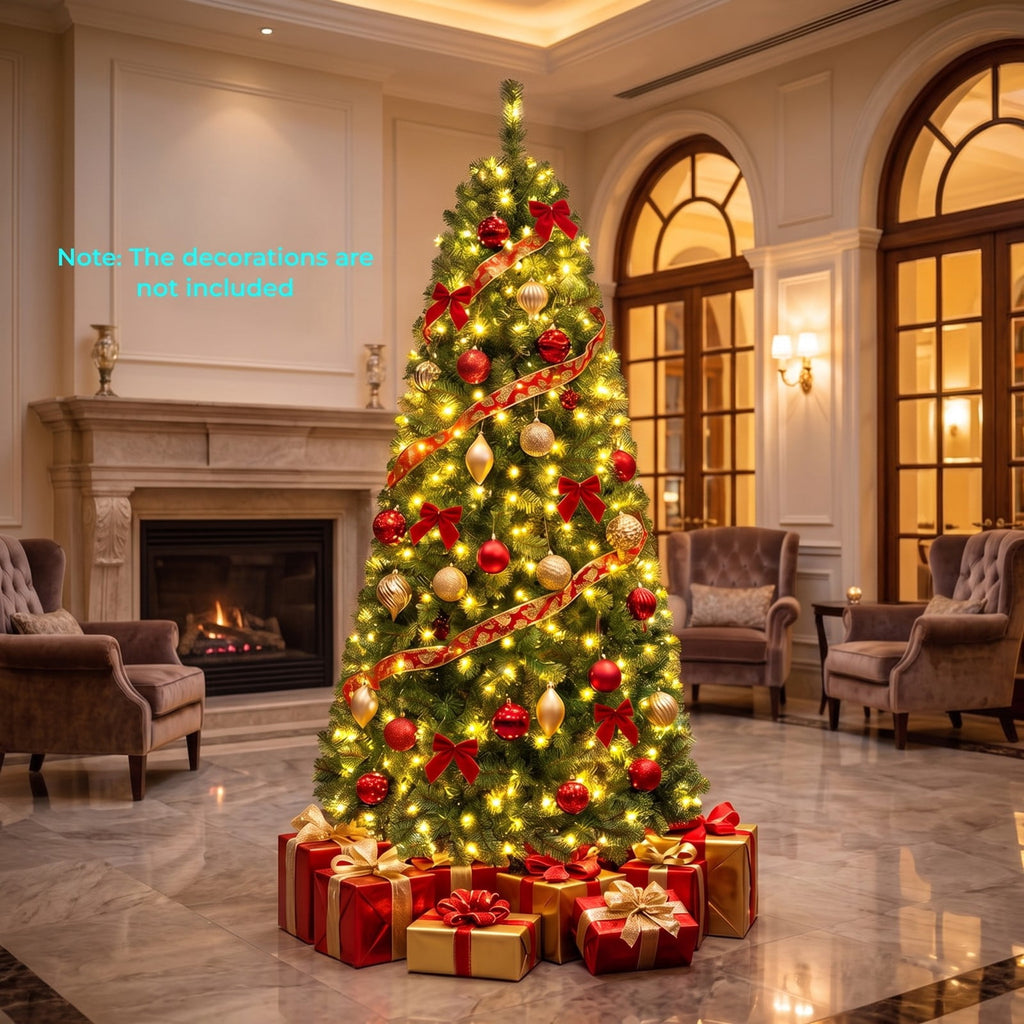 Airfind Pre-Lit Green Artificial Christmas Tree with Full Branch Tips-6 Feet, PVC Metal Frame, Green