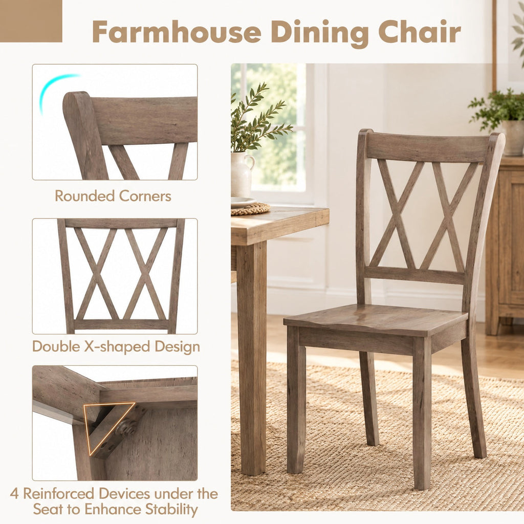 Airfind Set of 2 Wooden Dining Chairs Mid Century Farmhouse Retro Kitchen Chairs, 300 lbs Capacity, Rubber Wood Frame, 20 x 23.5 x 39 Footprint