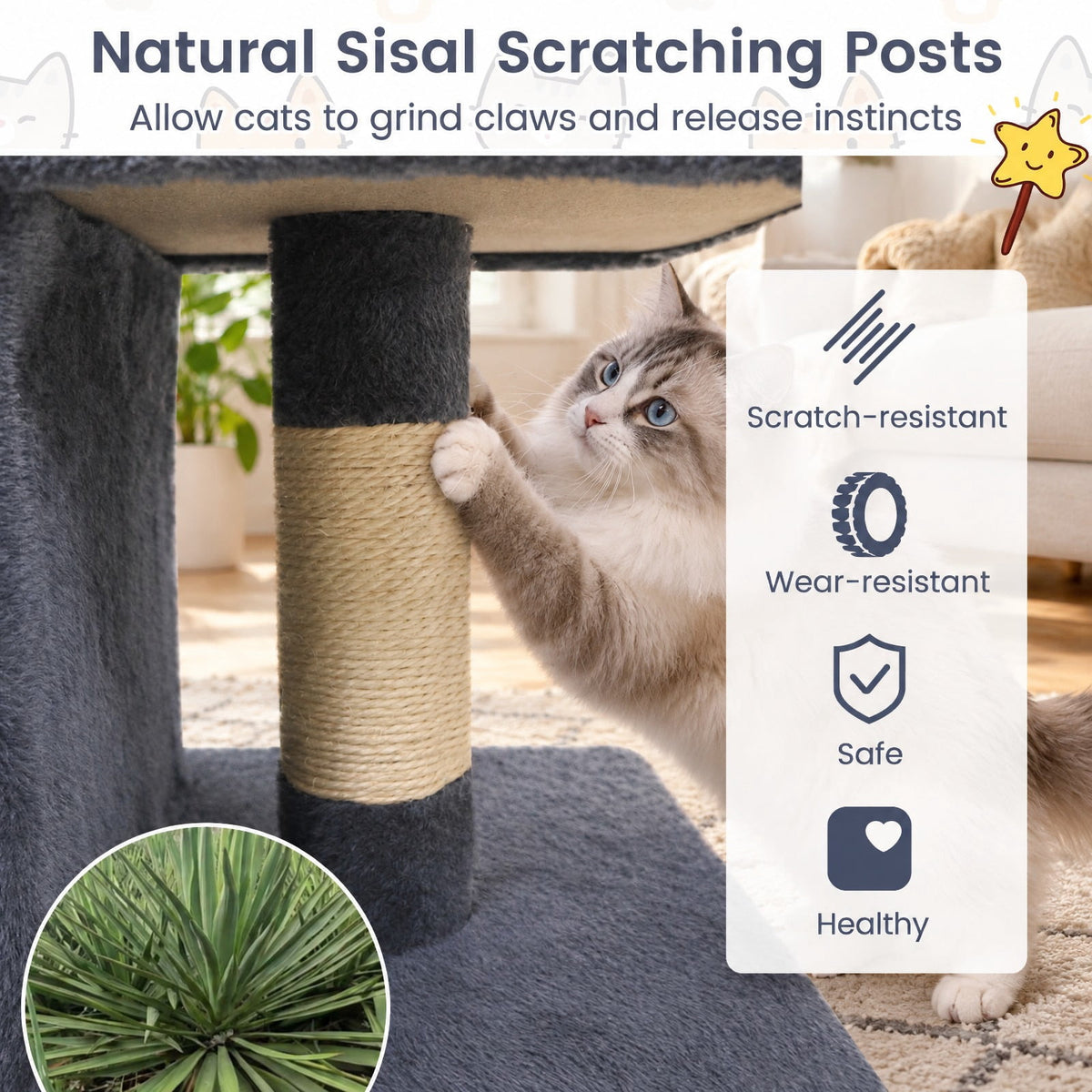 Airfind Modern Cat Tree Space-saving Cat Tower with Upholstered Perch and 2 Cat Condos, 22 lbs Capacity, 24 x 16 x 25.5 Condo Footprint