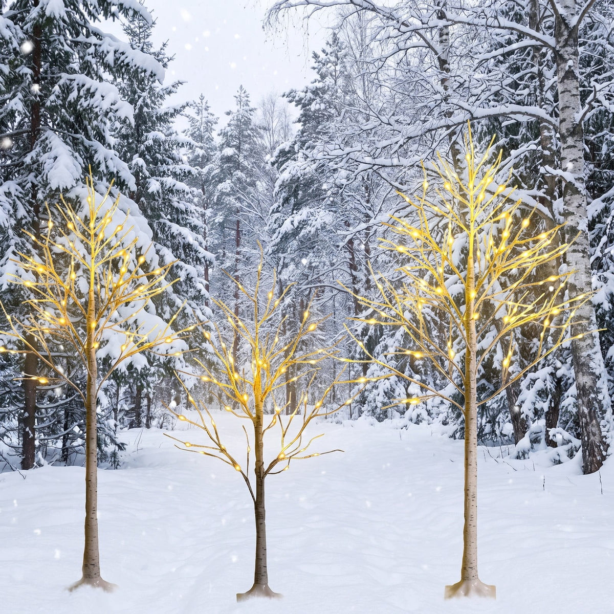 Airfind Pre-lit White Twig Birch Tree for Christmas Holiday with LED Lights-4 ft, metal plastic Height: 4/5/6 ft Frame, White