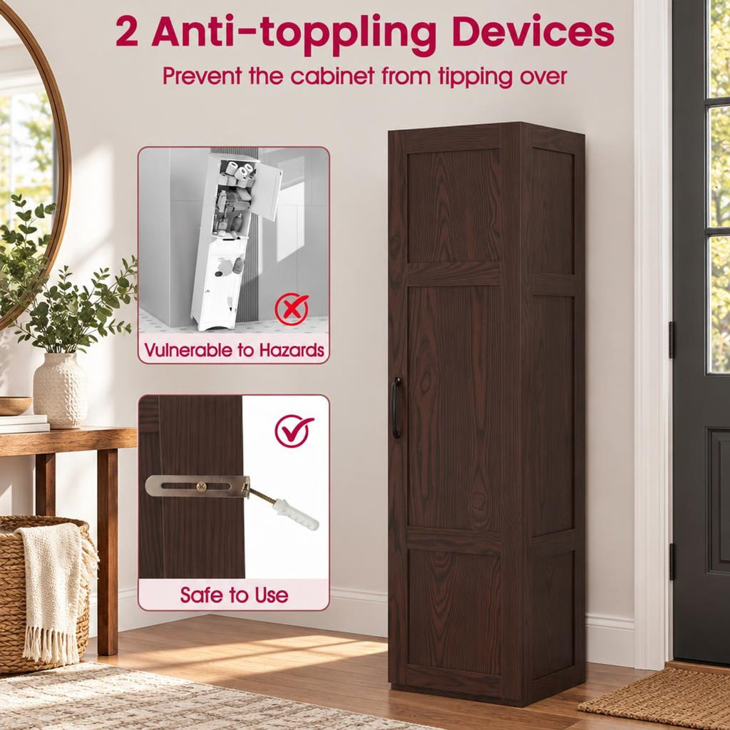 Airfind Tall Storage Cabinet with 4 Storage Shelves for Bathroom Living Room, 110 lbs Capacity, Engineered Wood MDF Frame, 16in x 15in x 59in Footprint