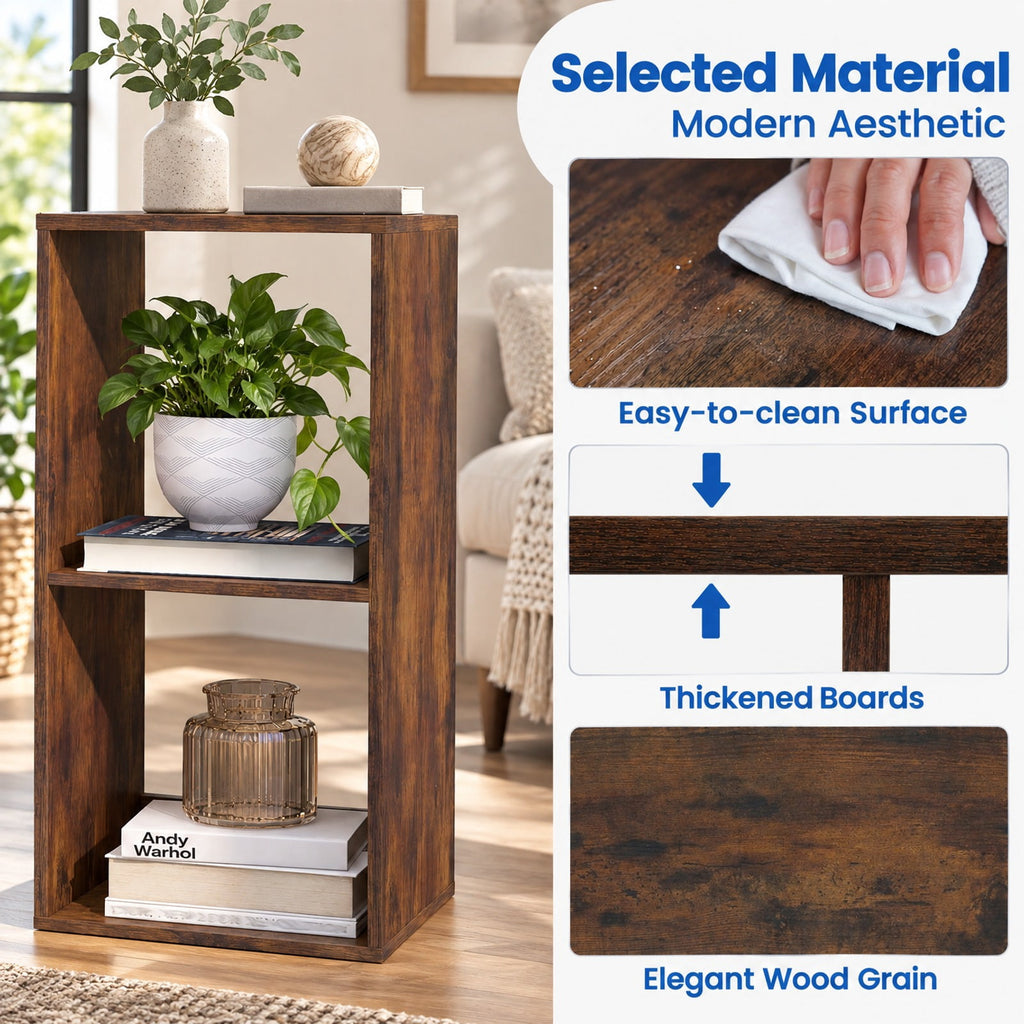 Airfind 6 Cube Bookshelf with Back Guardrail for Living Room Bedroom, 154 lbs Capacity, Engineered Wood Frame, 41 Inch x 13 Inch x 27.5 Inch Footprint, Brown