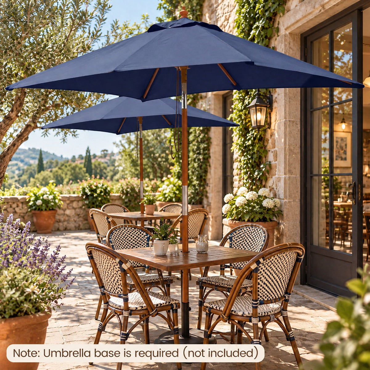 Airfind 7 Feet Outdoor Rectangular Patio Umbrella with 3 Adjustable Heights, Fabric Hardwood Bamboo Frame, 7 x 5.5 x 7.7 ft Umbrella Footprint