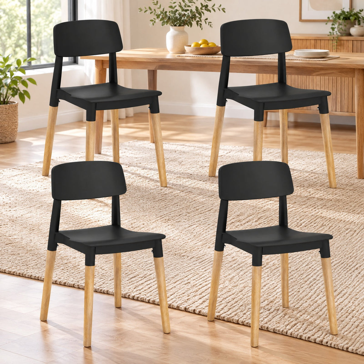 Airfind Modern Dining Side Chairs Set of 4 with Ergonomic Backrest for Dining Room, 330 lbs Capacity, PP Beech Frame, 19.5 x 17 x 30 Footprint