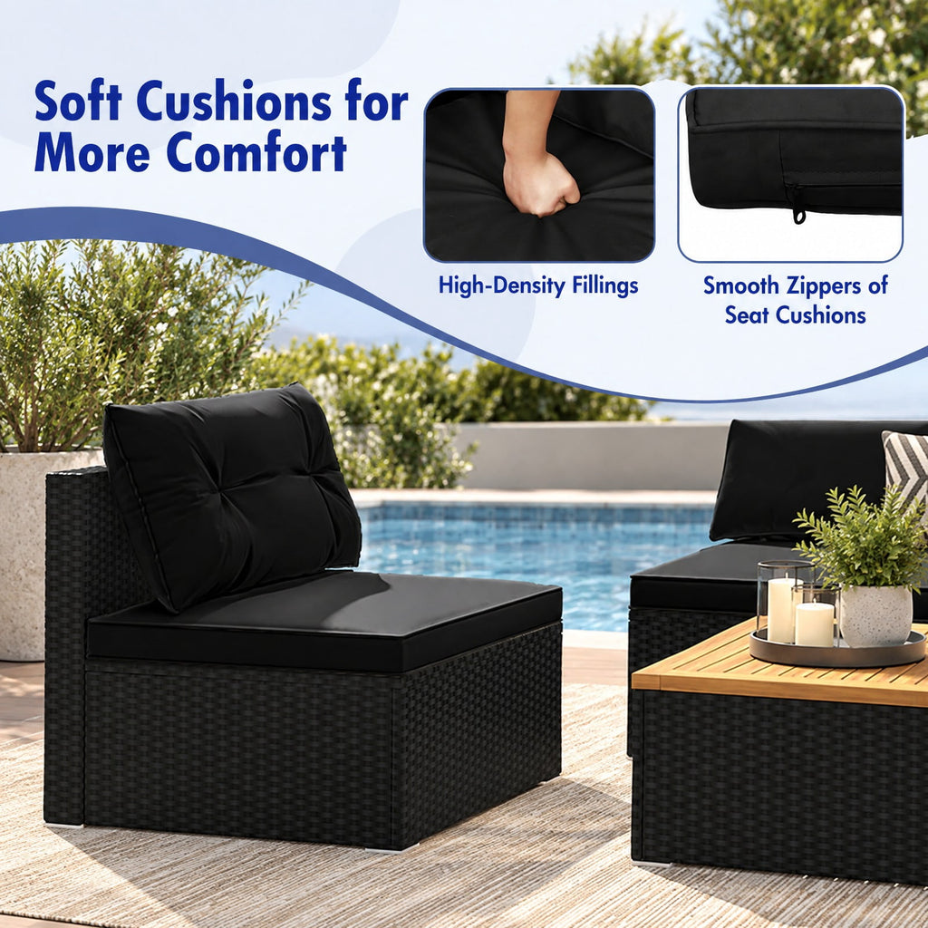 Airfind 5 Piece Outdoor Furniture Set with Solid Tabletop and Soft Cushions, Chair 400 lbs Capacity, 27 x 25 x 25 Footprint, Black