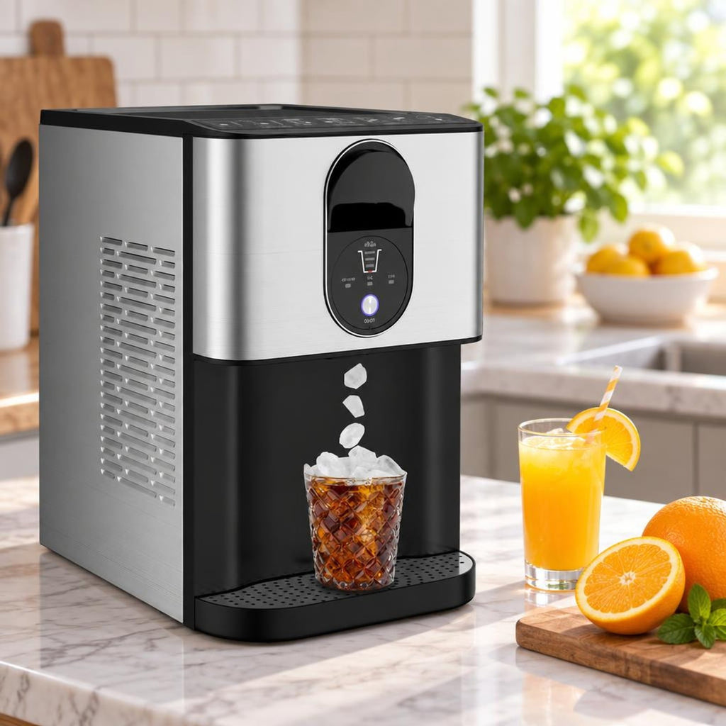 Airfind Self Dispensing Nugget Ice Maker Countertop with Soft Chewable Pellet Ice Cubes, Silver, 15 mins fast ice making for high efficiency