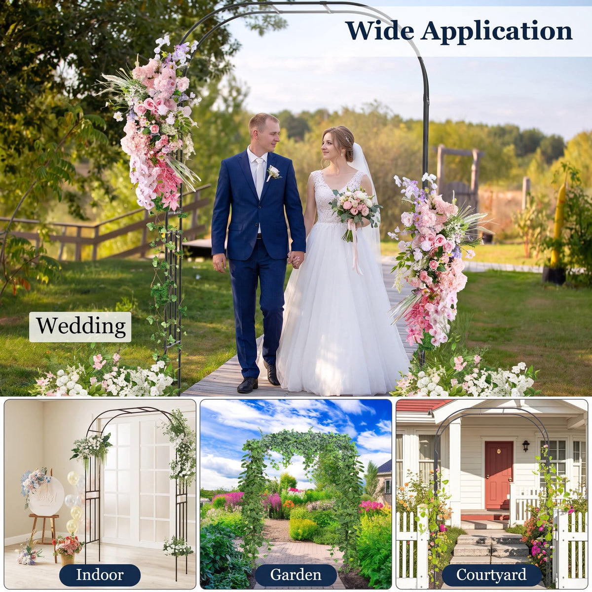 Airfind Outdoor Metal Garden Arch Trellis for Climbing Plants Grape Vine Flower, Used as a beautiful wedding arch or an event photo backdrop stand