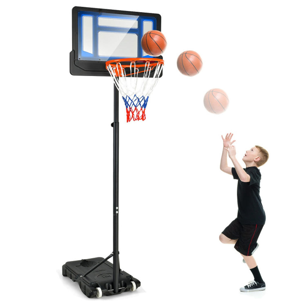 Airfind Portable Basketball Goal with Adjustable Height (4.3-8.2 ft Range) Stabilizing Base, Blue