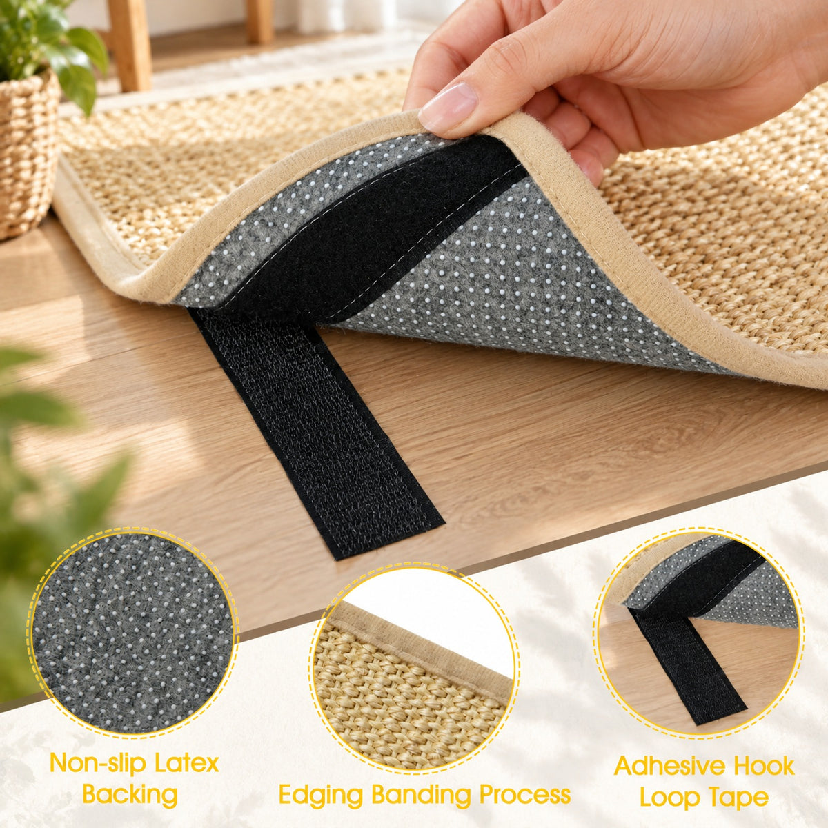 Airfind Cat Scratching Pads Set of 6, 16 x 12 Inch Sisal Scratch Mats featuring Latex Backing for Furniture and Floor Protection, Natural