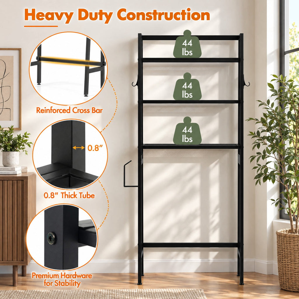 Airfind 3-Tier Over The Toilet Storage Shelf with Adjustable Bottom Bar, ‎Metal Item weight 20 lbs Frame, Black
