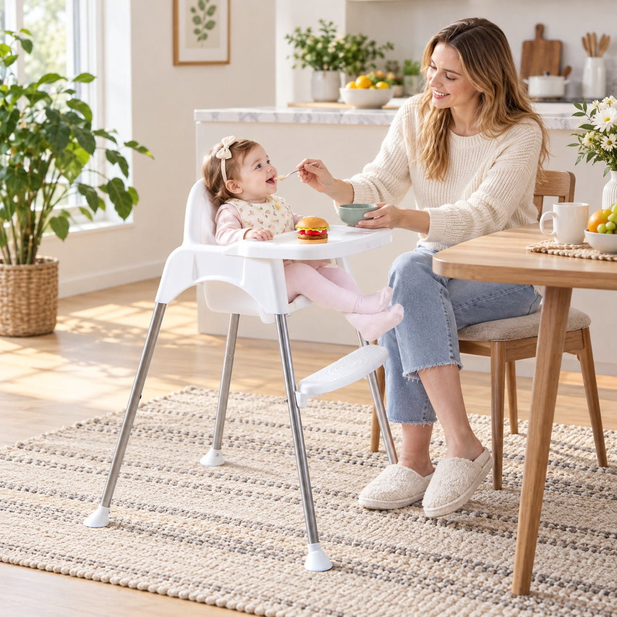 Airfind 4-in-1 Convertible Youth High Chair with Removable Double Tray, 33 lbs Capacity, PP Frame, for 6-36 Months, 26 Inch x 23.5 Inch x 33.5 Inch, White