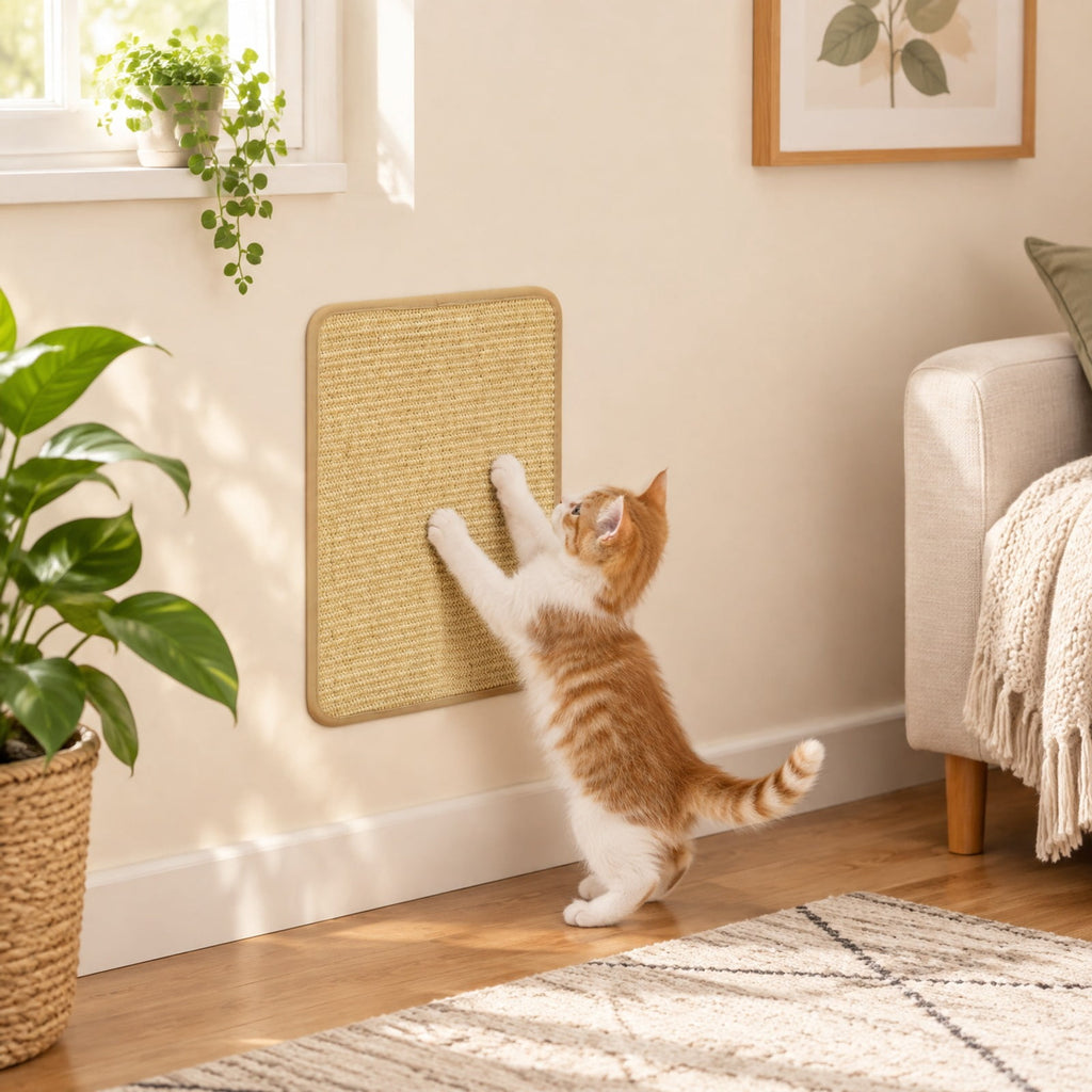 Airfind Cat Scratching Pads Set of 6, 16 x 12 Inch Sisal Scratch Mats featuring Latex Backing for Furniture and Floor Protection, Natural