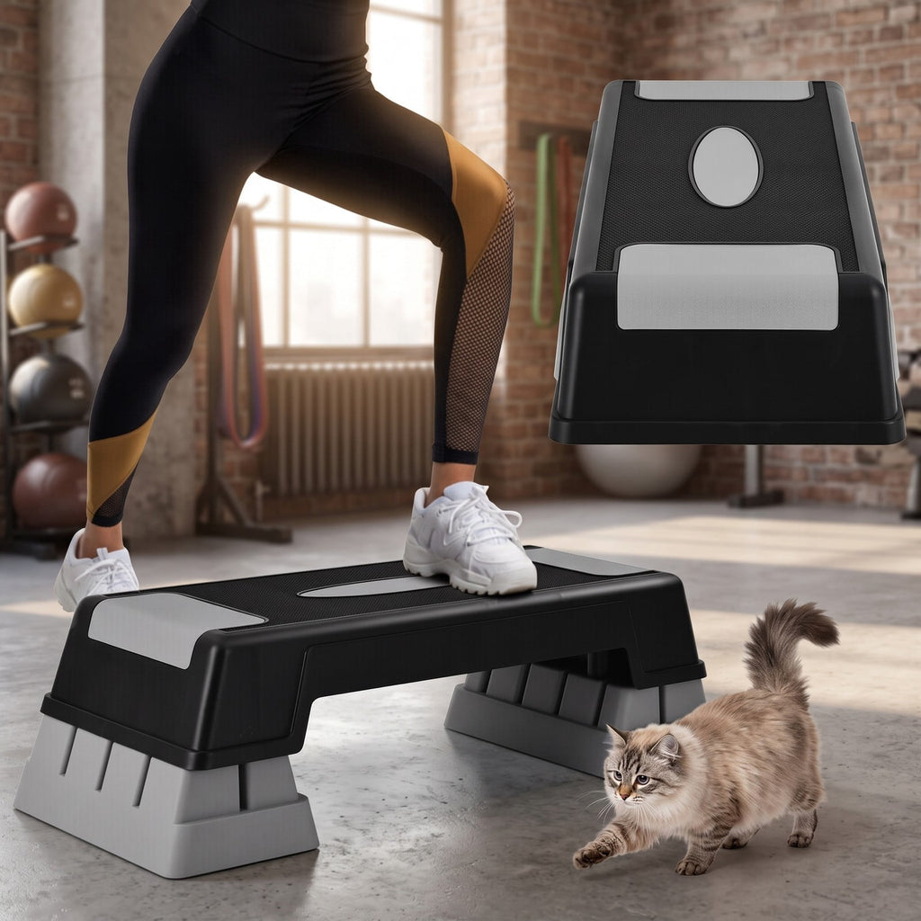 Airfind Aerobic Exercise Stepper Trainer with Adjustable Height 5-7-9 Inch, Anti-Slip Workout Step Platform for Home Gym Cardio Strength Training, 330 lbs, Gray
