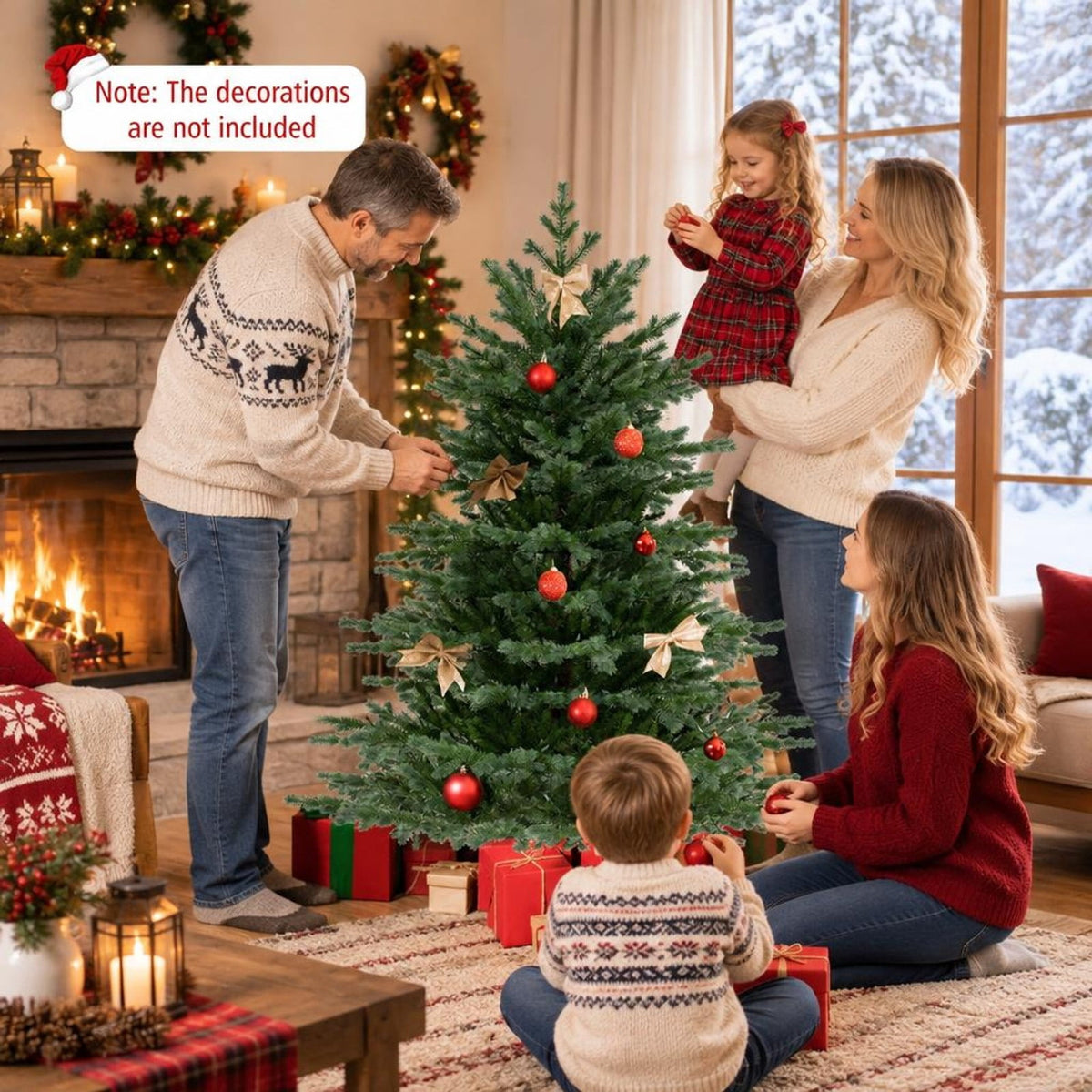Airfind 5 Feet Artificial Christmas Tree with 1426 Lush PVC Branch Tips and 200 Warm White LED Lights, PVC PE Metal Frame, Green
