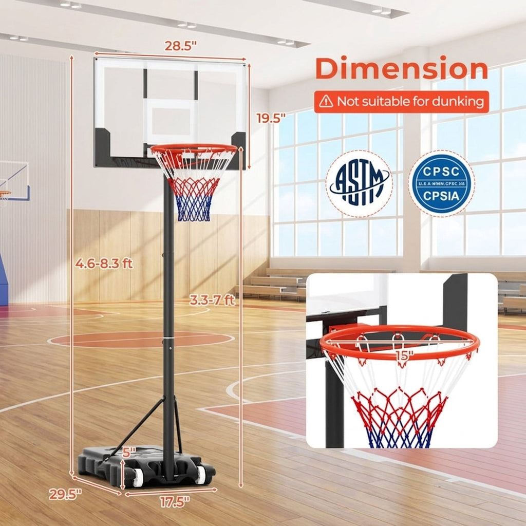 Airfind Portable Basketball Hoop with Adjustable Height from 3.3 to 7 ft and Shatterproof PC Backboard for Indoor and Outdoor Play, White