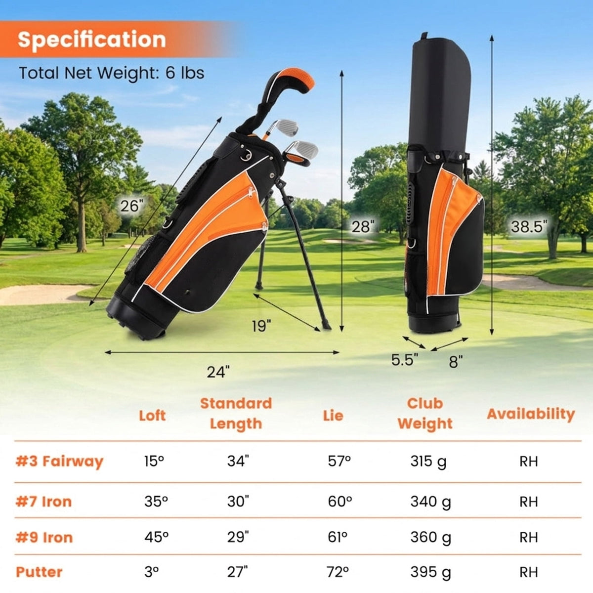 Airfind Complete Golf Club Set with 9 Pieces and Graphite Shafts plus TPR Grips and 3 Headcovers with Expanded Sweet Spot Irons, Yellow