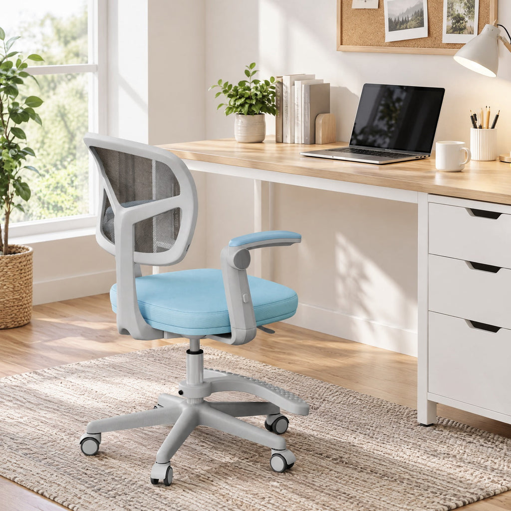 Airfind Kids Desk Chair Children Study Chair with Adjustable Height Armrest and Footrest, 330 lbs Capacity, PU Frame, Blue