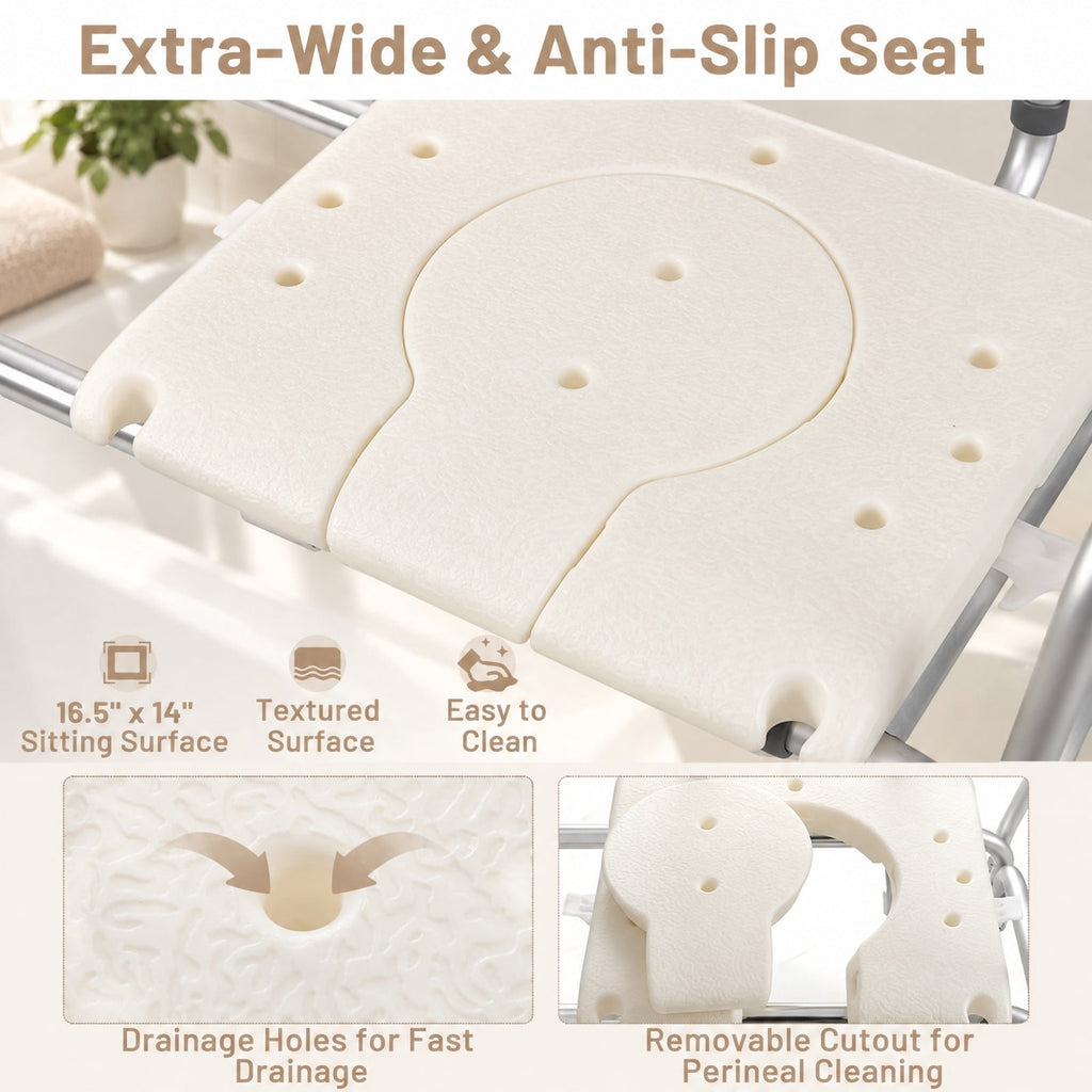Airfind Sliding Tub Transfer Bench with Extra, 350 lbs Capacity, Aluminum Frame, 41.5 x 19.5 x 33.5-37.5 Footprint, White