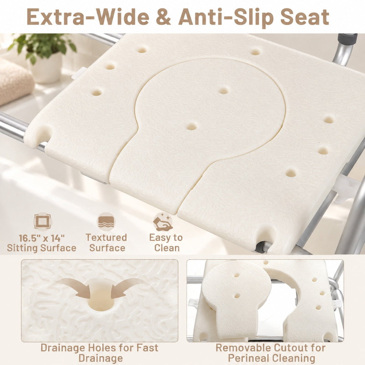 Airfind Sliding Tub Transfer Bench with Extra, 350 lbs Capacity, Aluminum Frame, 41.5 x 19.5 x 33.5-37.5 Footprint, White